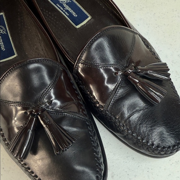 Bragano Cole Haan (MADE IN ITALY) Men’s Loafers Black Leather Tassels 9.5 - Picture 5 of 13